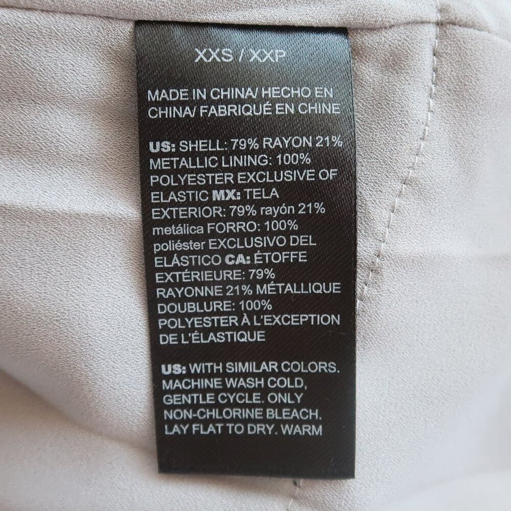 White House Silver Metallic Long Sleeve Petite Smocked Blouson Mini Dress XXS - Picture 12 of 14